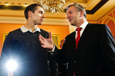 »Talkpartner« Sebastian Bayer und Klaus Wowereit am Montag