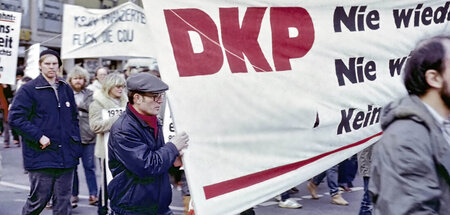 Arno Grieger (Bildmitte) am 30. Januar 1983 bei einer Demonstrat...