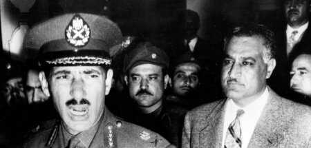 Gamal Abdel Nasser (r.), Präsident der Vereinigten Arabischen Re...