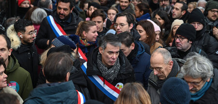 Olivier Faure bei einer Demonstration gegen die Rentenreform (Pa...