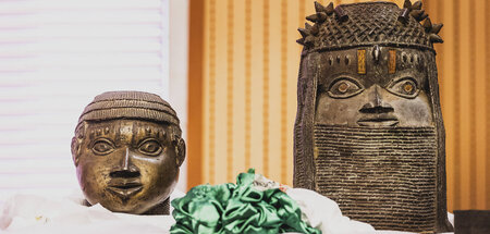 Benin-Bronzen während einer Rückgabezeremonie an Nigeria (Abuja,...