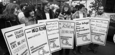 Protestzug durch Stuttgart gegen Berufsverbote (2.2.1980)