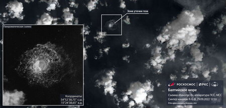 Satellitenaufnahme vom emporsteigenden Gas nach der Pipelinesabo...