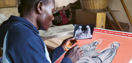 Vorbereitung der Hamburger Ausstellung in Cotonou, Benin: Im Auf...