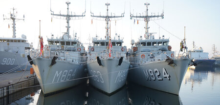 Minenjagdboote im Marinestützpunkt in Kiel während des »Baltops«...