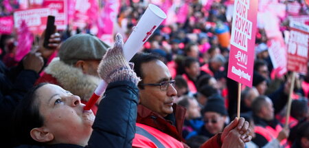 Streikende haben einen langen Atem, auch vor dem Parlamentsgebäu...