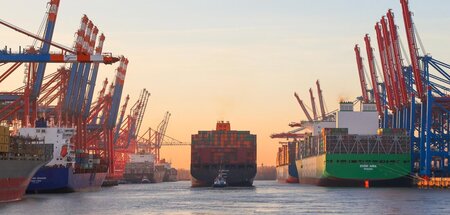 Waltershofer Hafen mit Containerterminals Eurogate (l.) und Burc...