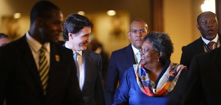 Spaziergang zur Eröffnungszeremonie: Justin Trudeau (l.) mit der... Spaziergang zur Eröffnungszeremonie: Justin Trudeau (l.) mit der...