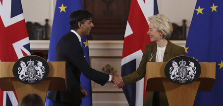 Premierminister Rishi Sunak (l.) und EU-Kommissionspräsidentin U...