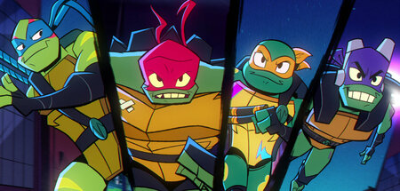 Entschlossene Schildkröten (Szene aus »Rise of the Teenage Mutan...