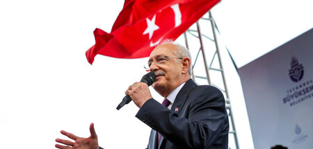 Der Präsidentschaftskandidat Kemal Kilicdaroglu am Sonntag in Is...