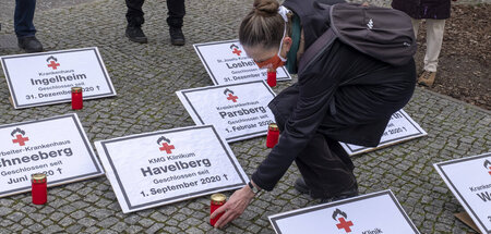 Protestaktion gegen Klinikschließungen (Berlin, 27.1.2021)