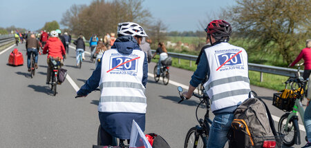 Fahrraddemonstration gegen die Autobahntrasse A 20 am Sonntag be...