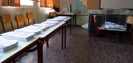 Wahllokal in Athen während der Parlamentswahl 2019