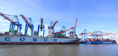 »Abweichende Einschätzungen«: »Cosco Pride« am Terminal Tolleror... »Abweichende Einschätzungen«: »Cosco Pride« am Terminal Tolleror...