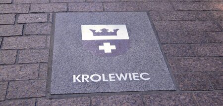 In Stein gemeißelte Kreation des Städtenamens im polnischen Toru...