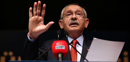 Kemal Kilicdaroglu auf der Pressekonferenz (Ankara, 18.5.2023)