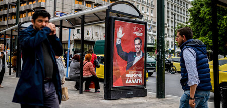 Mitsotakis auf den Fersen: Wahlkampfplakat des oppositionellen A...