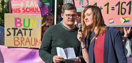 Max Teske und Laura Nickel auf der Demonstration «Vielfalt statt