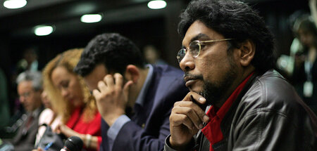 Generalsekretär der Kommunistischen Partei Venezuelas auf einem ...