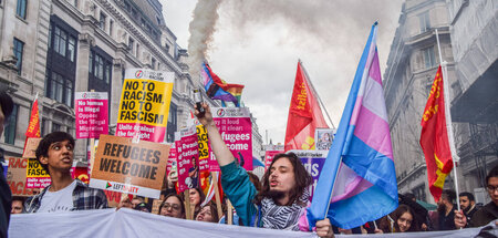 Nein zu Rassismus: Protest gegen die »Illegal Migration Bill« de...