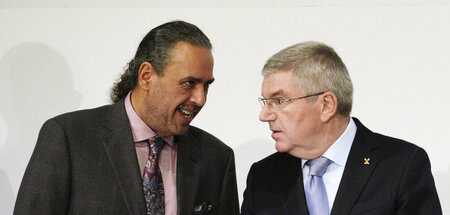 Man kennt sich: Ahmad Al-Fahad Al-Sabah (l.) und IOC-Präsident T