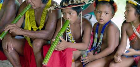 Die Ältesten geben Wayapi-Tradition an die Kinder weiter: »Amazo... Die Ältesten geben Wayapi-Tradition an die Kinder weiter: »Amazo...
