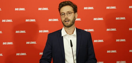 Tobias Bank am Montag im Berliner Karl-Liebknecht-Haus