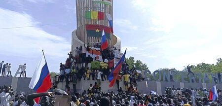 Proteste vor der Botschaft von Frankreich in der nigrischen Haup...