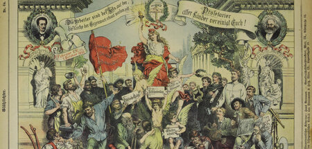 Kampf unter der roten Fahne: Darstellung aus dem Jahr 1890