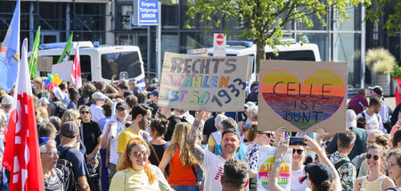 Gegendemonstranten am Sonnabend in Celle