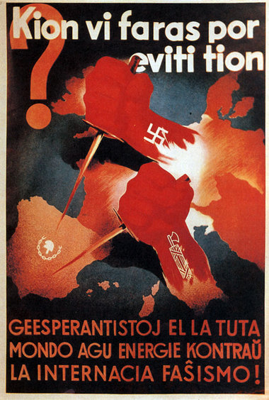 Gegen den internationalen Faschismus – Plakat der Sozialistische...