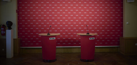 Fraktionsspitze gesucht: Der für Pressekonferenzen genutzte Rosa...