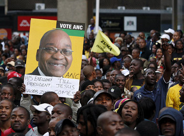 ANC-Anhänger in Johannesburg feiern ihren Wahlsieg
