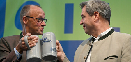 Friedrich Merz und Markus Söder am Montag in Abensberg
