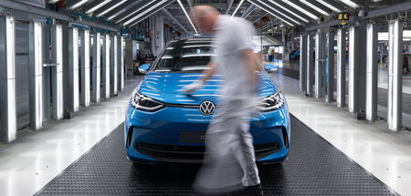 Alle Räder standen still: Auch im Werk in Zwickau wurde die Prod