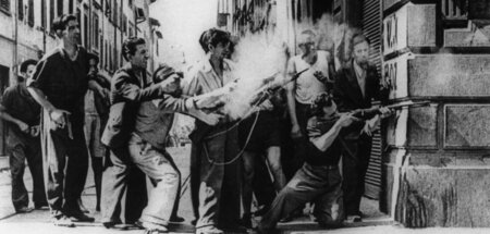 Erfolgreicher Kampf. Partisanen in den Straßen von Florenz, Augu...