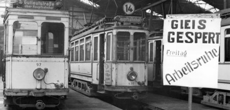 Alles ruht. Auch hier im Straßenbahndepot in Frankfurt am Main, ...