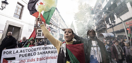 Für die Selbstbestimmung des sahrauischen Volkes: Demonstration ...