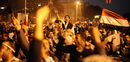 Revolutionäre Feiern auf dem »Tahrir«-Platz in Kairo nach dem Rü...