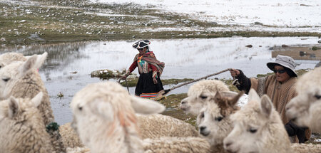 Die Quelccaya-Eiskappe in der peruanischen Provinz Cusco ist mit... Die Quelccaya-Eiskappe in der peruanischen Provinz Cusco ist mit...