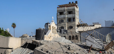 Durch Luftangriff zerstört: Griechisch-orthodoxe Kirche in Gaza-... Durch Luftangriff zerstört: Griechisch-orthodoxe Kirche in Gaza-...