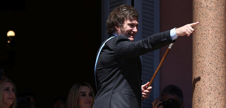 Argentiniens neuer Prärsident Javier Milei am 10.10.2023 in Buen