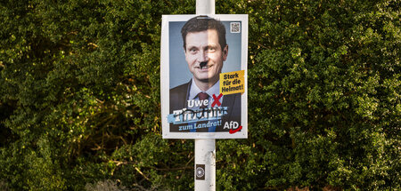 Angeschmiert: Wahlplakat mit dem Konterfei des AfD-Kandidaten Uw...