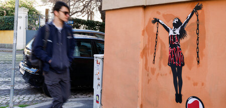 Antifaschistische Streetart zum Budapester Prozess (Rom, 31.1.20...