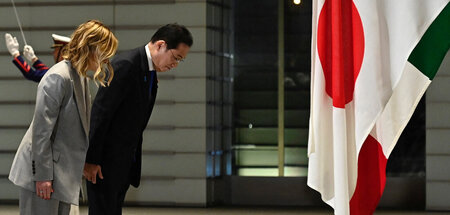 Geben sich der Nation verpflichtet: Meloni und Kishida am Montag...