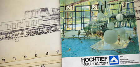 SEZ im Magazin Hochtief-Nachrichten und Originalpläne des Gebäud...