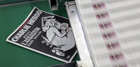 Druck der Charlie Hebdo-Ausgabe zum ersten Jahrestag des Angriff...