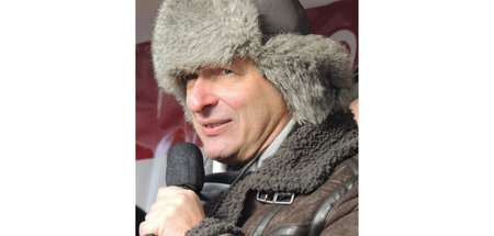 Engagierter Linker: Boris Kagarlizki spricht auf einer Kundgebun...