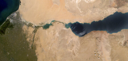 Engpass für den Welthandel: Der Westen der Sinaihalbinsel mit de...